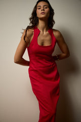 VESTIDO SOLAR MIDI LINHO - VERMELHO da Vörr Brasil | Vörr Brasil