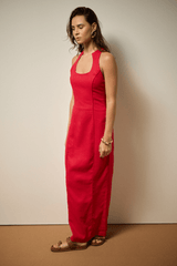 VESTIDO SOLAR MIDI LINHO - VERMELHO da Vörr Brasil | Vörr Brasil
