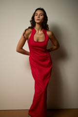 VESTIDO SOLAR MIDI LINHO - VERMELHO da Vörr Brasil | Vörr Brasil