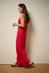 VESTIDO SOLAR MIDI LINHO - VERMELHO da Vörr Brasil | Vörr Brasil