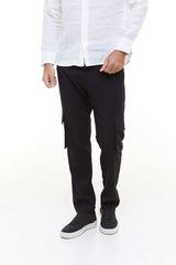 CALÇA LINHO CARGO - PRETO