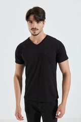 CAMISETA GOLA V PIMA - PRETO